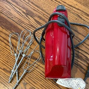 Red Hand Mixer with Attachments